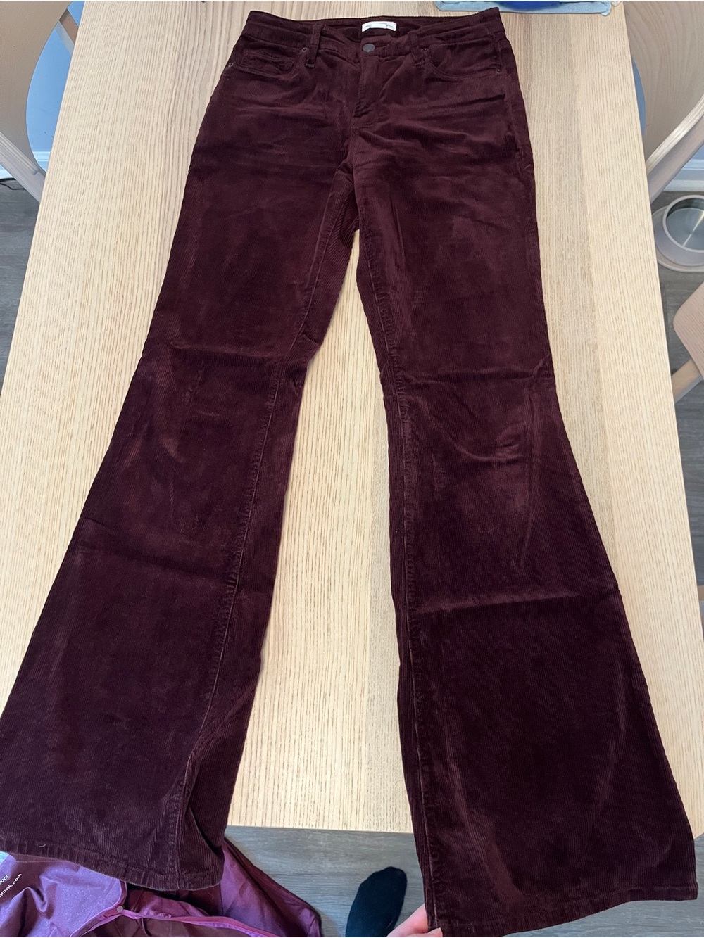 Good American Burgundy Corduroy Flared Jeans